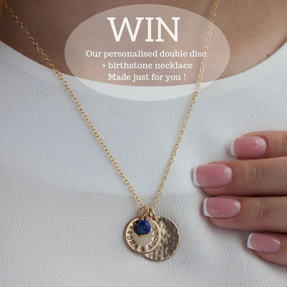 Win a personalised double disc and birthstone necklace