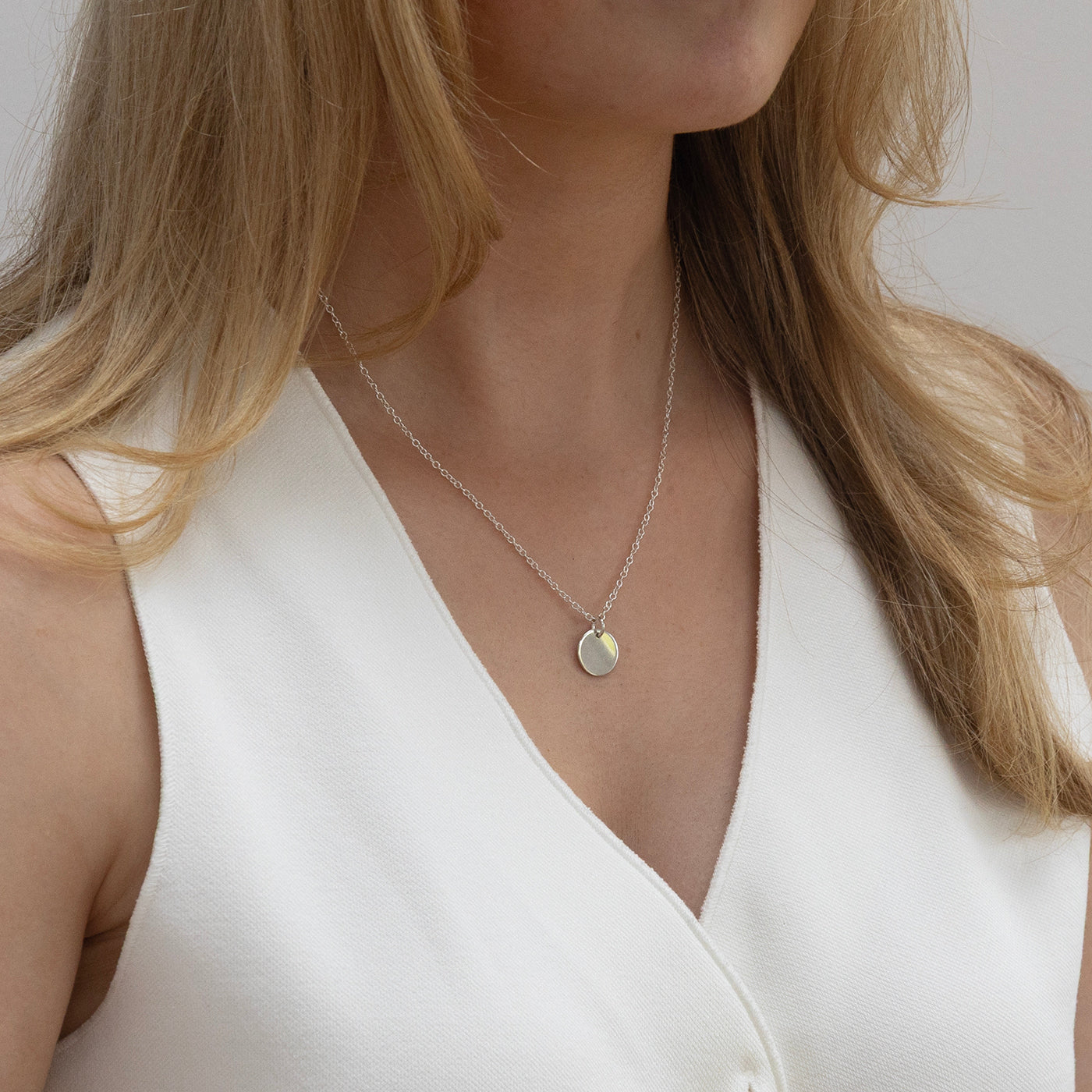 12mm silver disc necklace