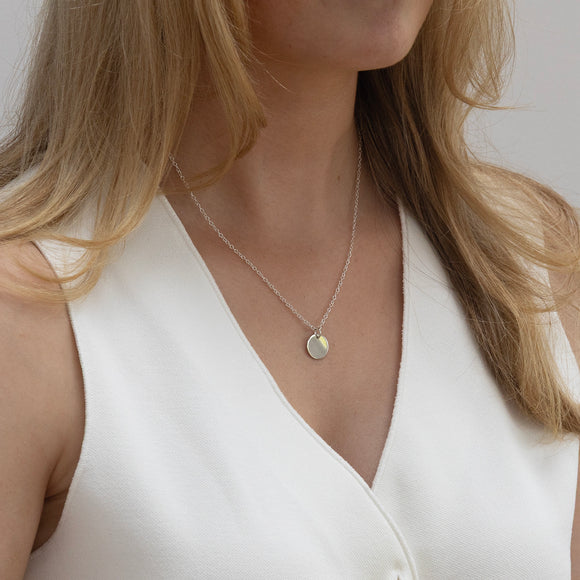 12mm silver birthflower necklace - july water lily