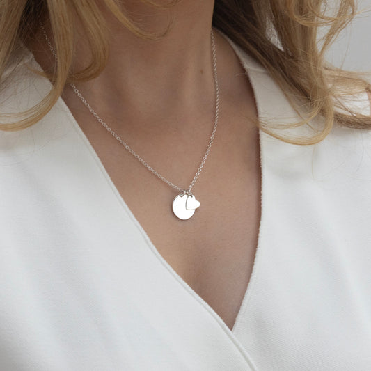 engraved necklace with discs and heart