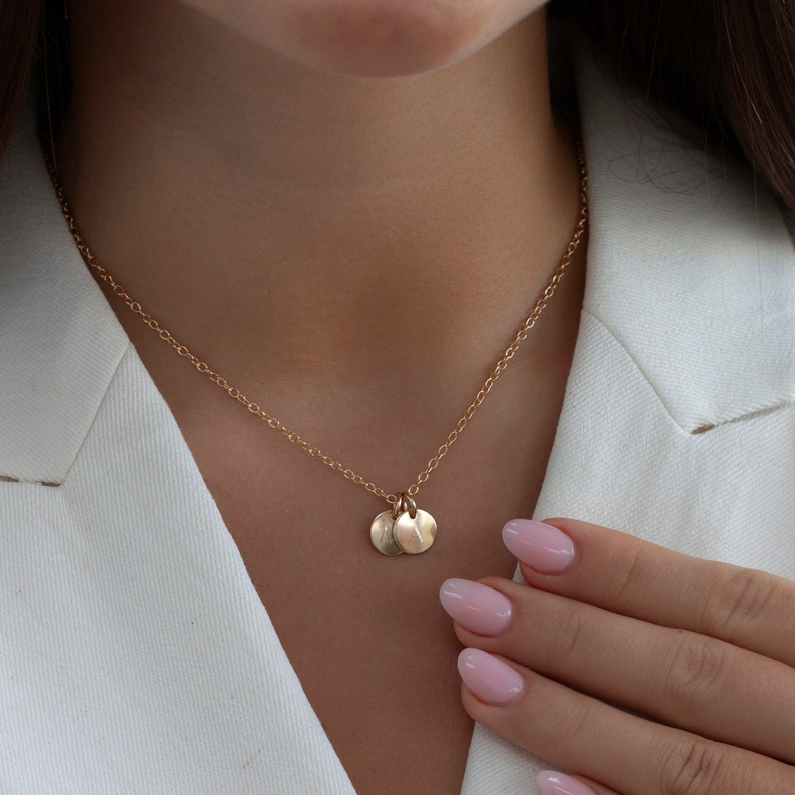 Dainty Gold Initial Necklace Two or More Discs