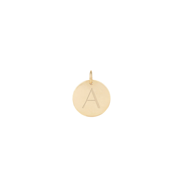 petite 8 mm engraved initial disc 