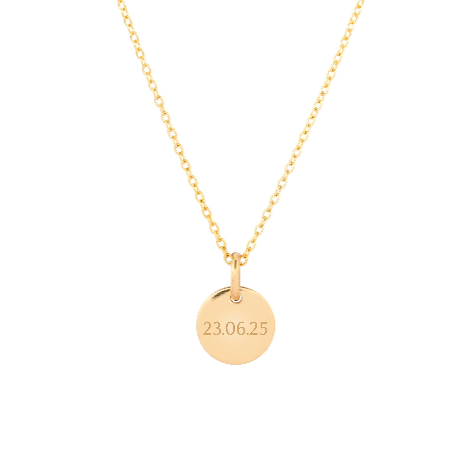 9 ct gold disc necklace with date 