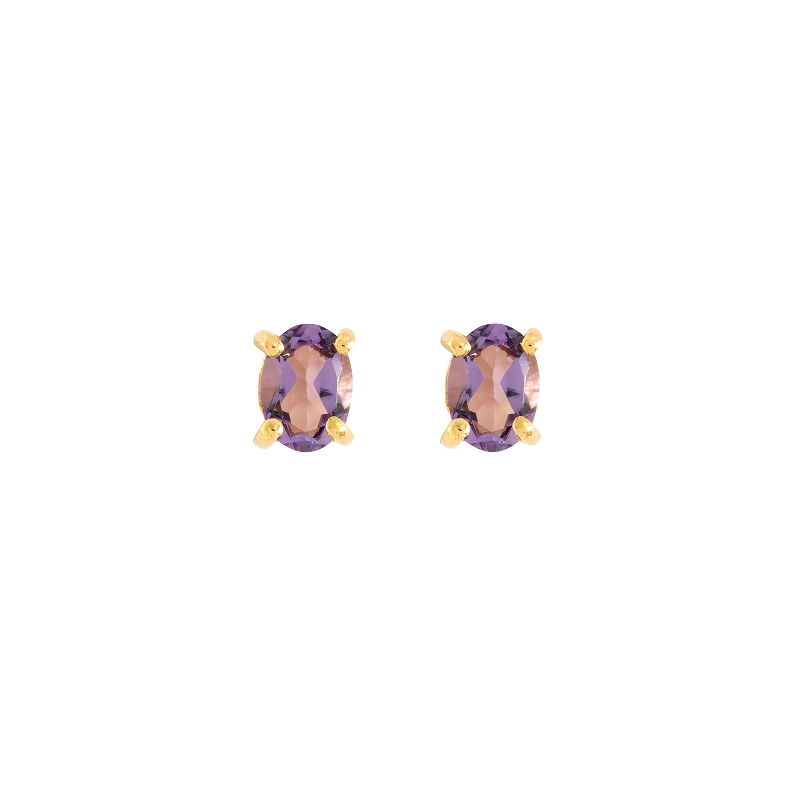 Gold Amethyst  stud earrings, February birthstone jewellery by Lulu + Belle