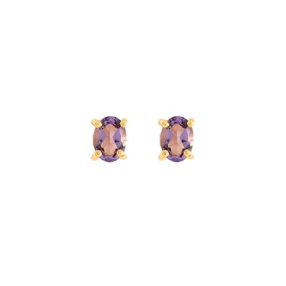 Gold Amethyst  stud earrings, February birthstone jewellery by Lulu + Belle