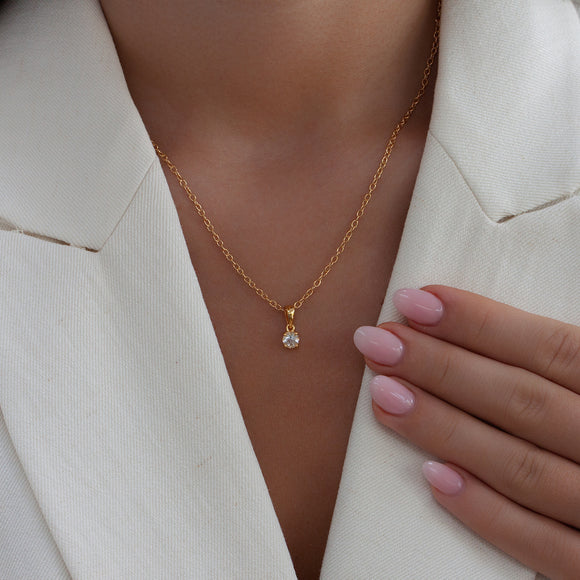 Sterling silver crystal pendant necklace, April birthstone jewellery by Lulu + Belle