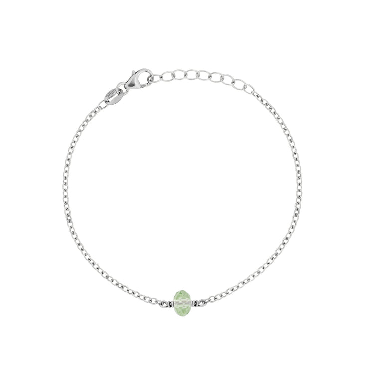 august birthstone bracelet silver with peridot crystal 