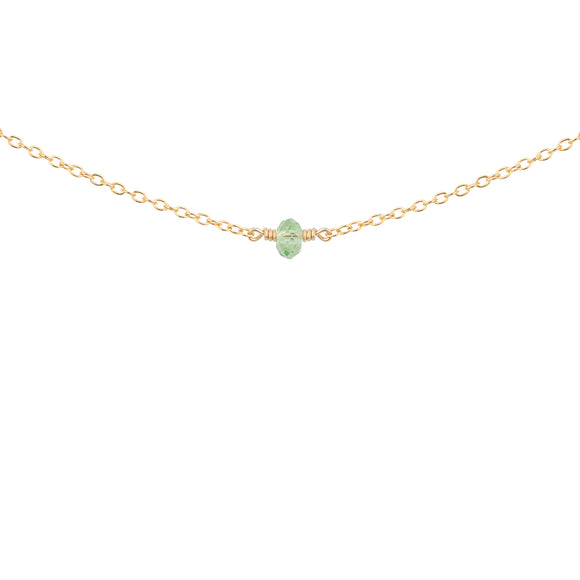 August birthstone necklace with peridot crystal in gold filled 