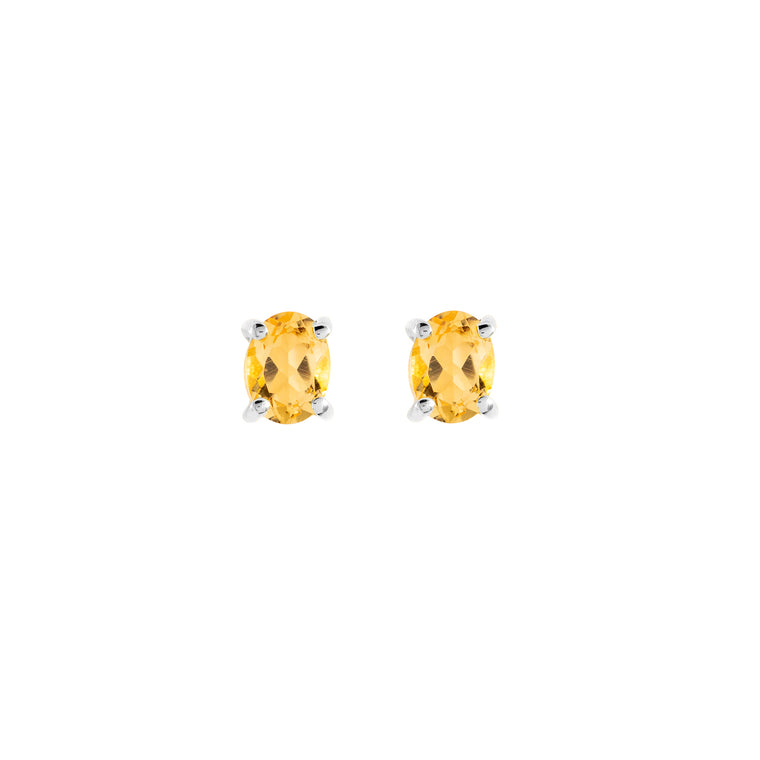 Sterling silver Citrine stud earrings, November birthstone jewellery by Lulu + Belle