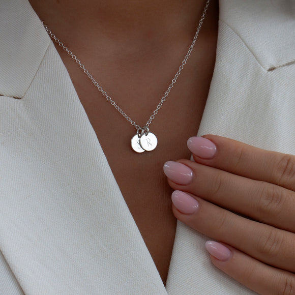 Dainty Sterling Silver Initials Necklace Two or More Discs product shot