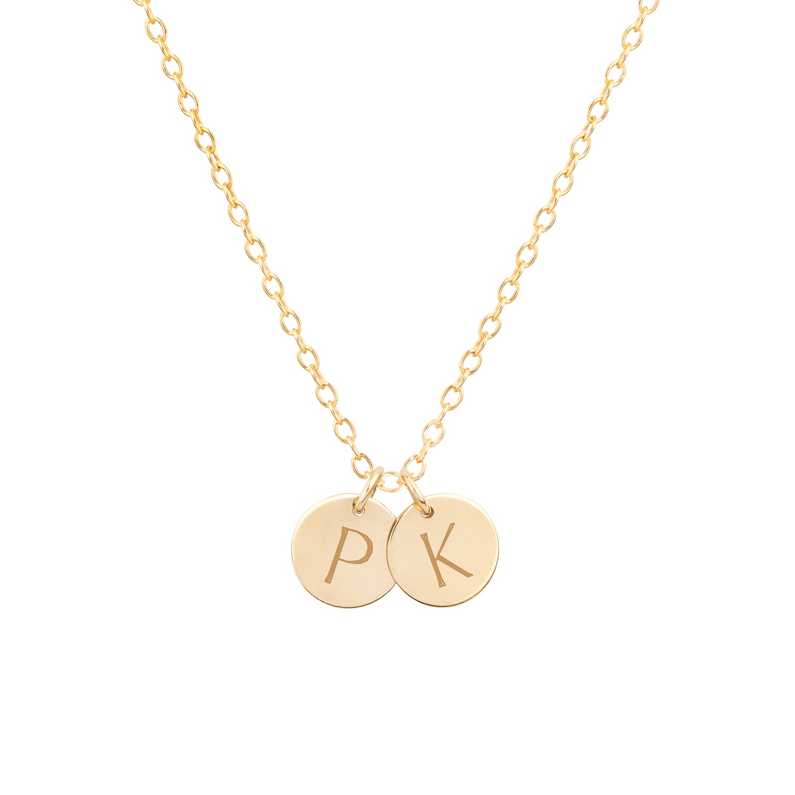 Dainty Gold Initial Necklace Two or More Discs