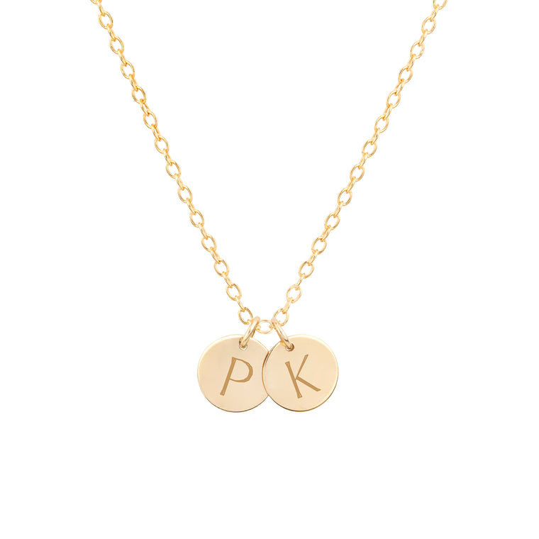 Dainty Gold Initial Necklace Two or More Discs
