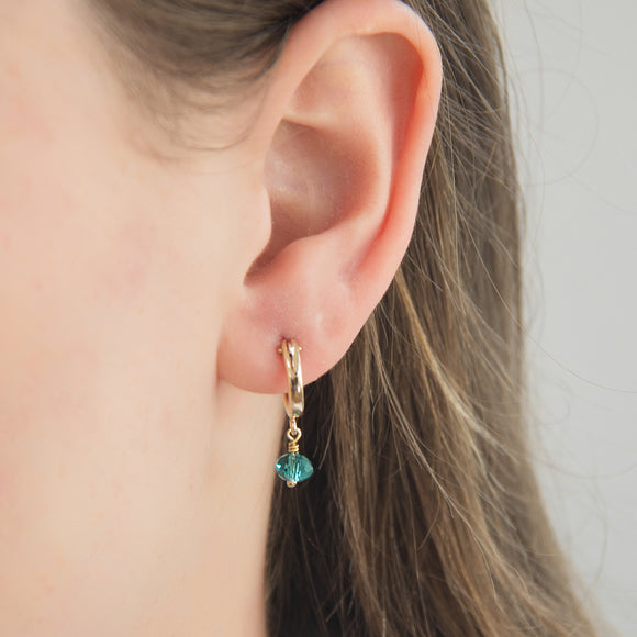 December birthstone hoop earrings in gold