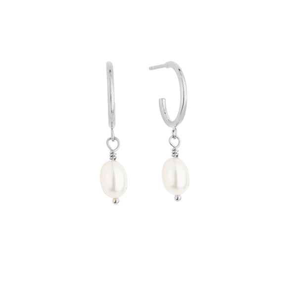 emma sterling silver pearl hoop earrings 