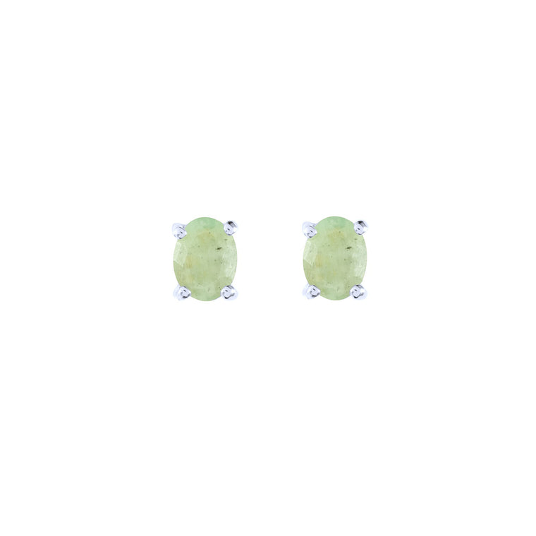 Sterling silver Emerald stud earrings, May birthstone jewellery by Lulu + Belle
