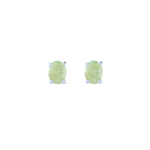 Sterling silver Emerald stud earrings, May birthstone jewellery by Lulu + Belle