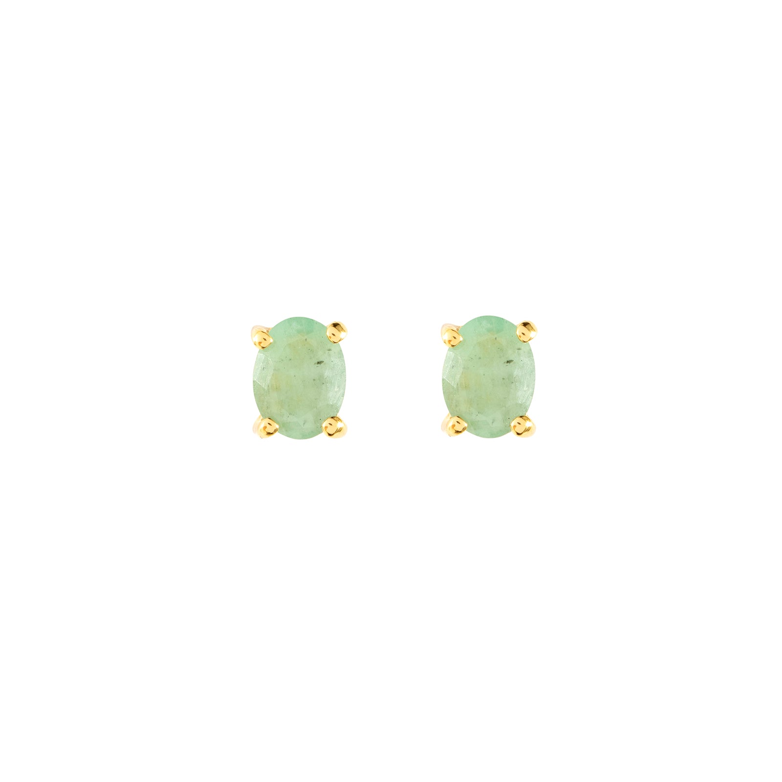 Gold Emerald stud earrings,May birthstone jewellery by Lulu + Belle