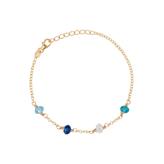 family birthstone bracelet gold with four birthstones 