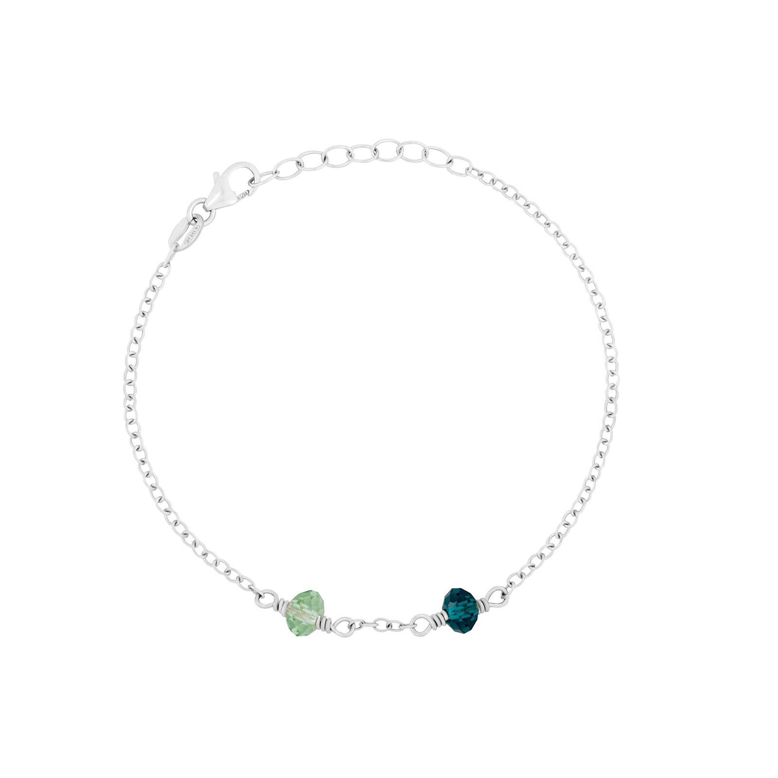 family birthstone bracelet sterling silver with two birthstones 
