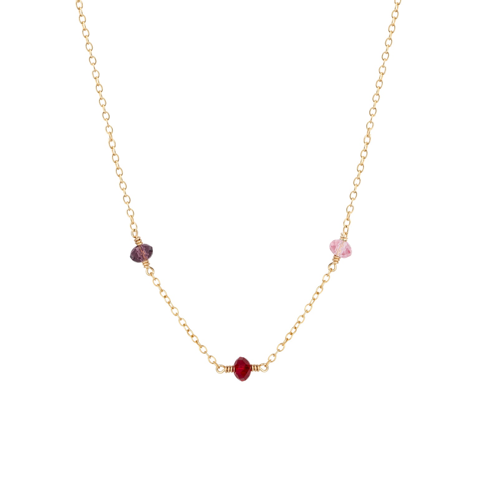 family birthstone necklace gold with three birthstones 