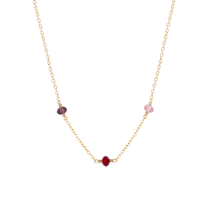 family birthstone necklace gold with three birthstones 