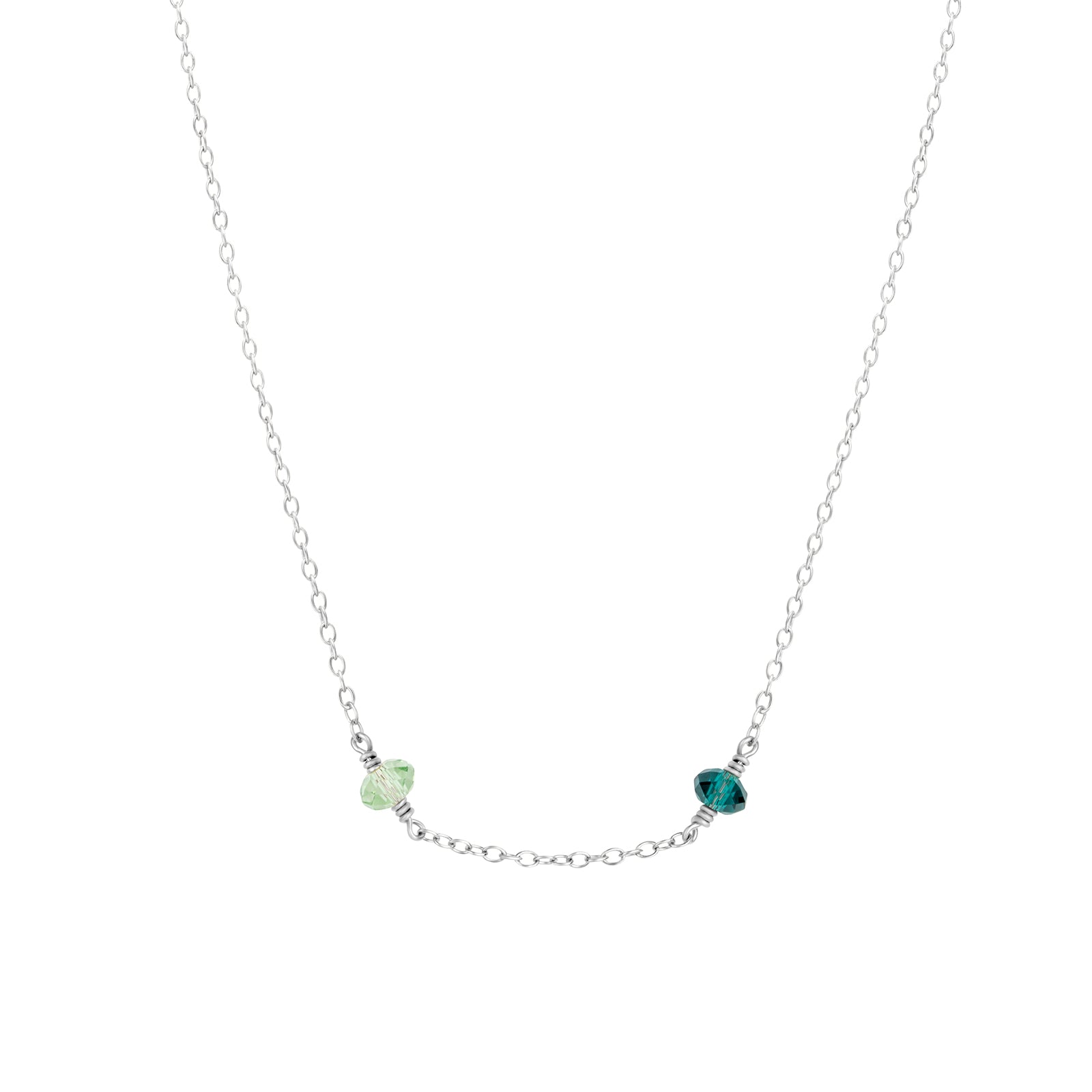 family birthstone necklace sterling silver with two birthstones 