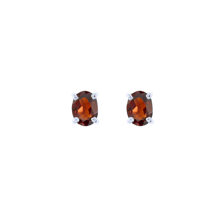 Sterling silver garnet stud earrings, January birthstone jewellery by Lulu + Belle