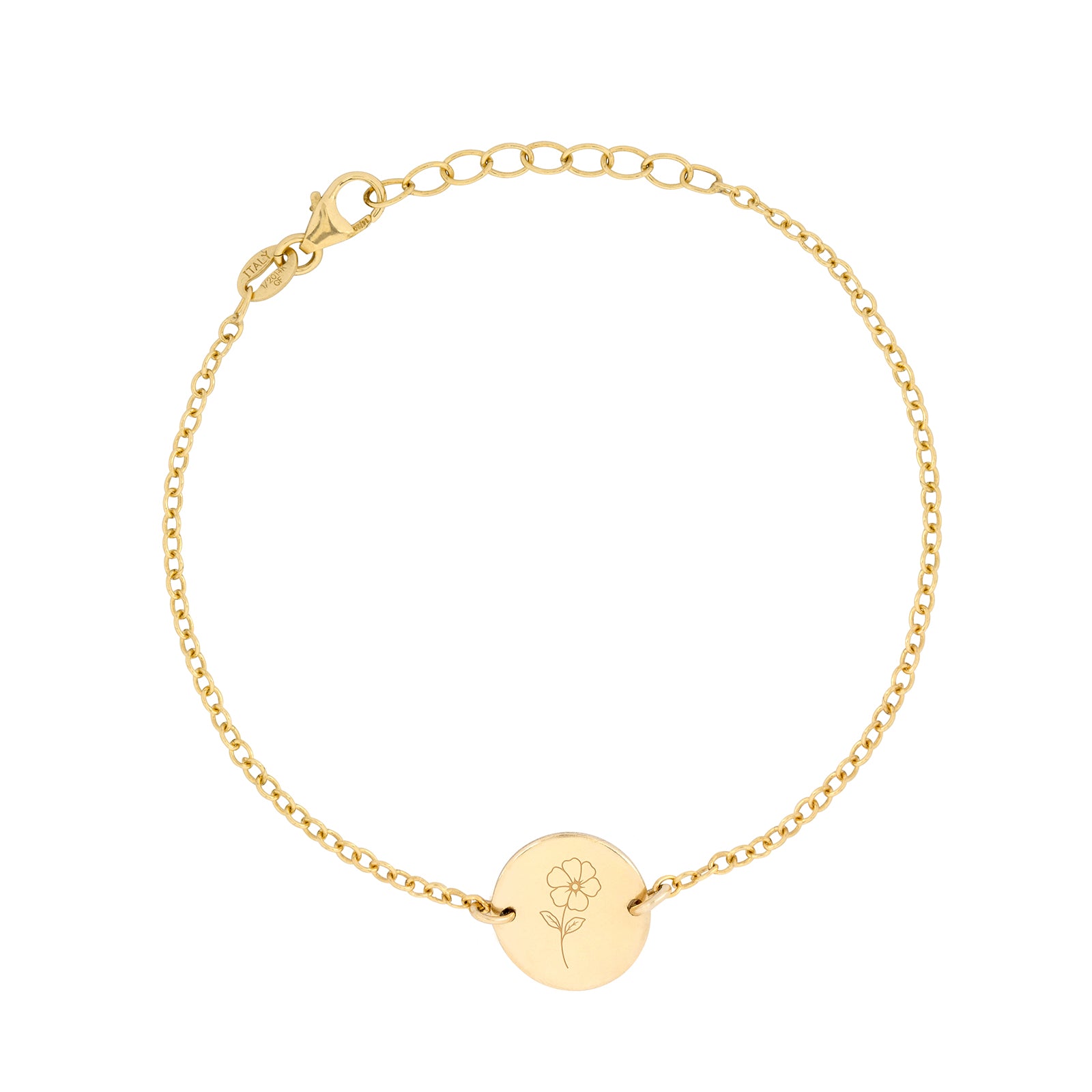 gold birth flower bracelet for february - violet