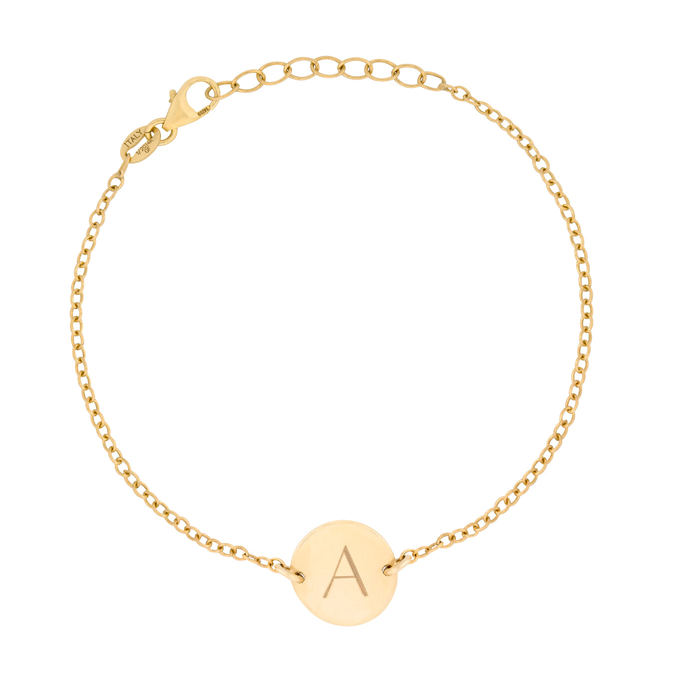 Gold filled engraved initial bracelet handmade in Ireland – Lulu + Belle personalised jewellery
