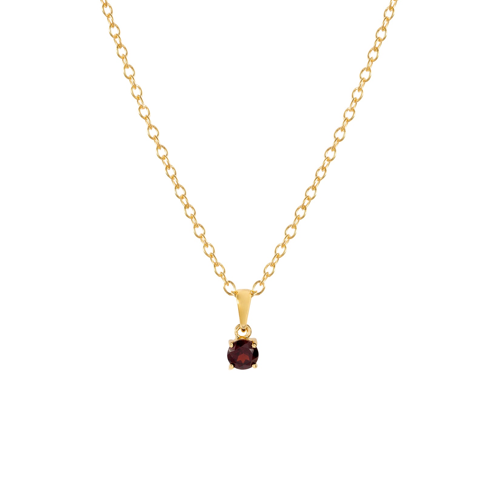 Gold garnet pendant necklace, January birthstone jewellery by Lulu + Belle.