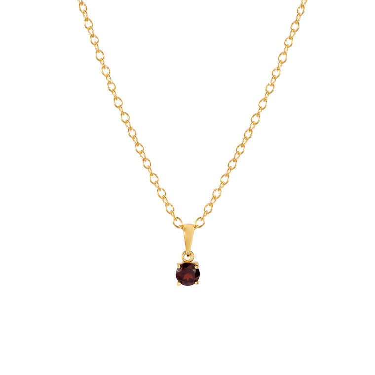 Gold garnet pendant necklace, January birthstone jewellery by Lulu + Belle.