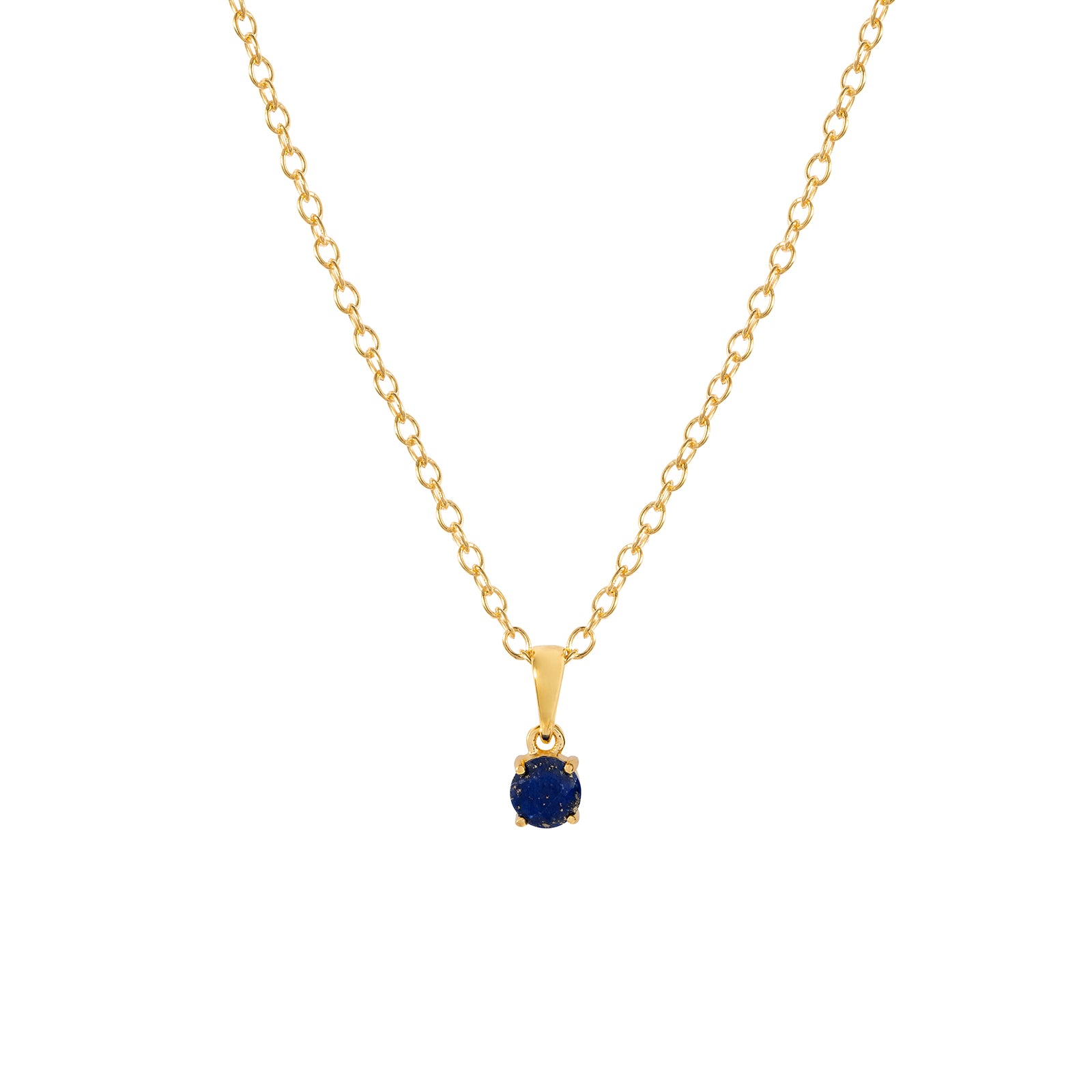 Gold lapis lazuli pendant necklace, September birthstone jewellery by Lulu + Belle