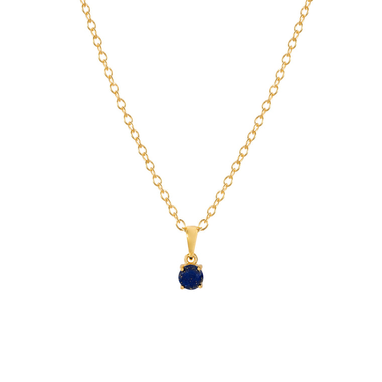 Gold lapis lazuli pendant necklace, September birthstone jewellery by Lulu + Belle