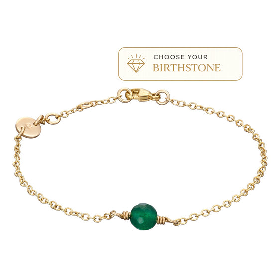 Initial and birthstone bracelet gold product shot 