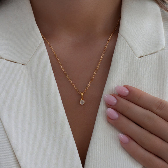 Sterling silver rainbow moonstone pendant necklace, June birthstone jewellery by Lulu + Belle