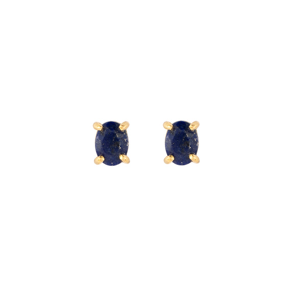 Gold Lapis  stud earrings, September birthstone jewellery by Lulu + Belle