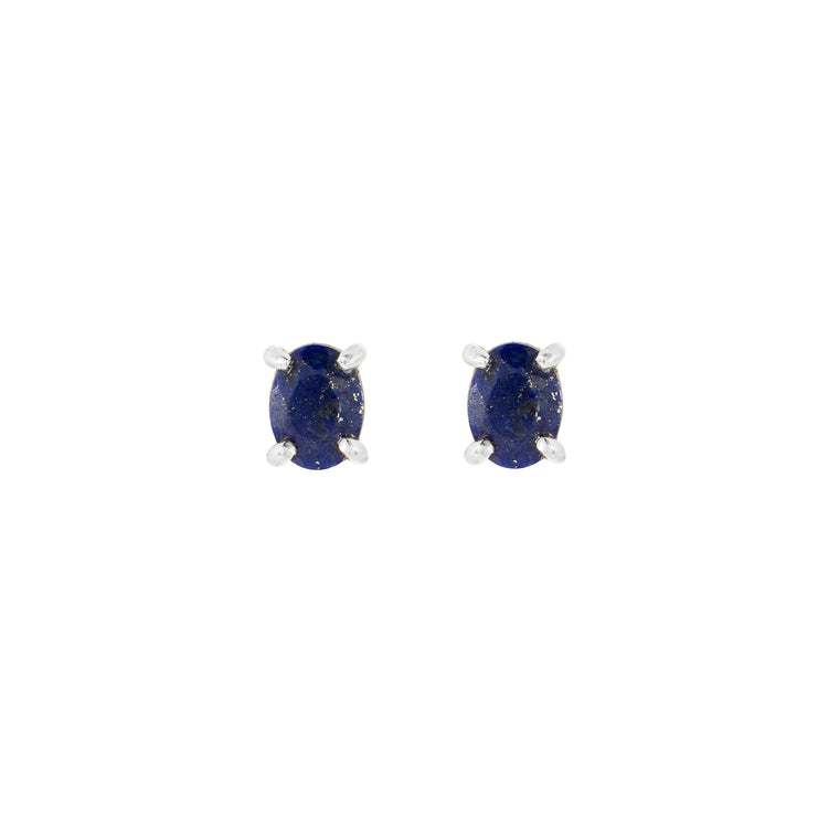 Sterling silver Lapis stud earrings, September birthstone jewellery by Lulu + Belle