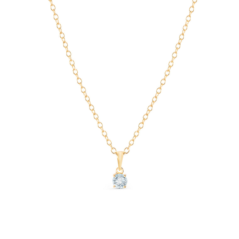 Gold aquamarine pendant necklace, March birthstone jewellery by Lulu + Belle