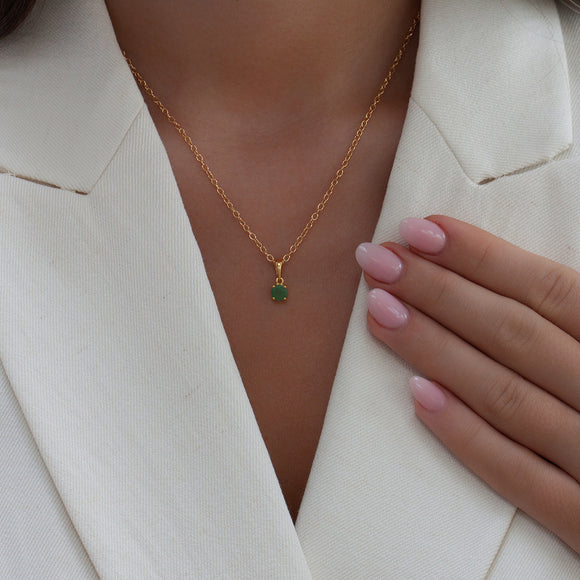 Sterling silver emerald pendant necklace, May birthstone jewellery by Lulu + Belle