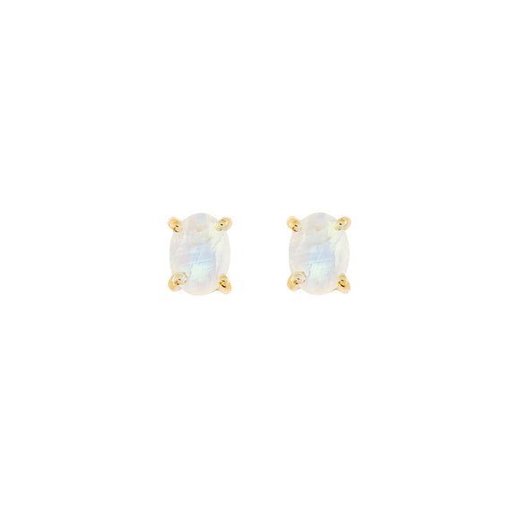 Gold Moonstone stud earrings, June birthstone jewellery by Lulu + Belle