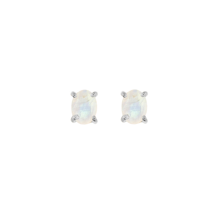 Sterling silver Moonstone stud earrings, June birthstone jewellery by Lulu + Belle