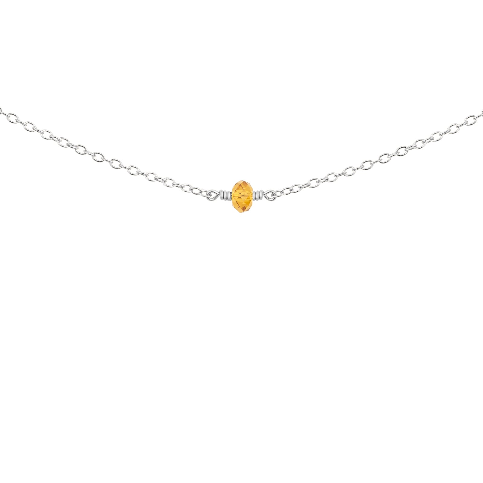 November birthstone necklace silver with topaz crystal 