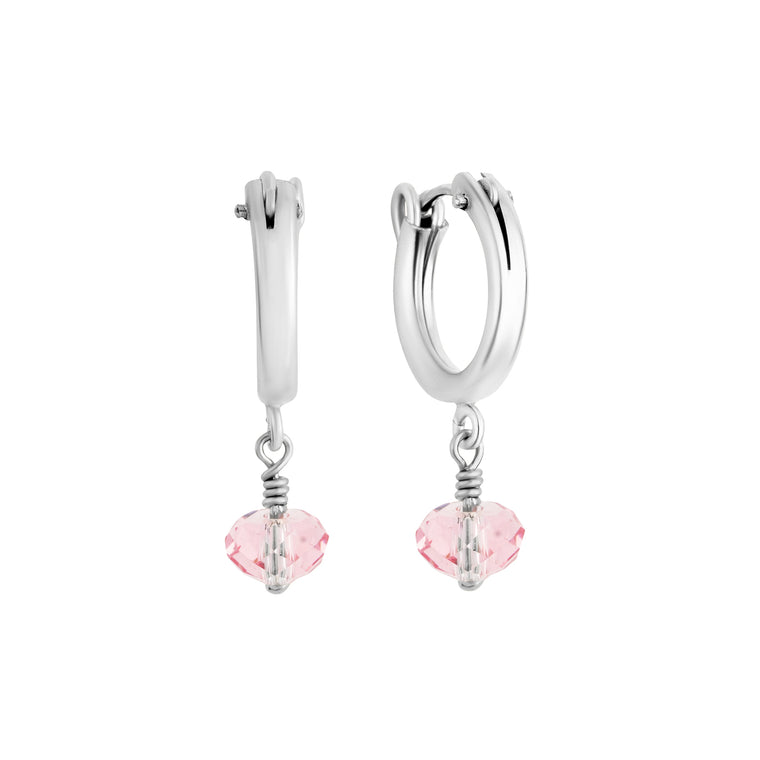 October birthstone hoop earrings silver 