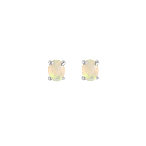 Sterling silver Opal stud earrings, October birthstone jewellery by Lulu + Belle