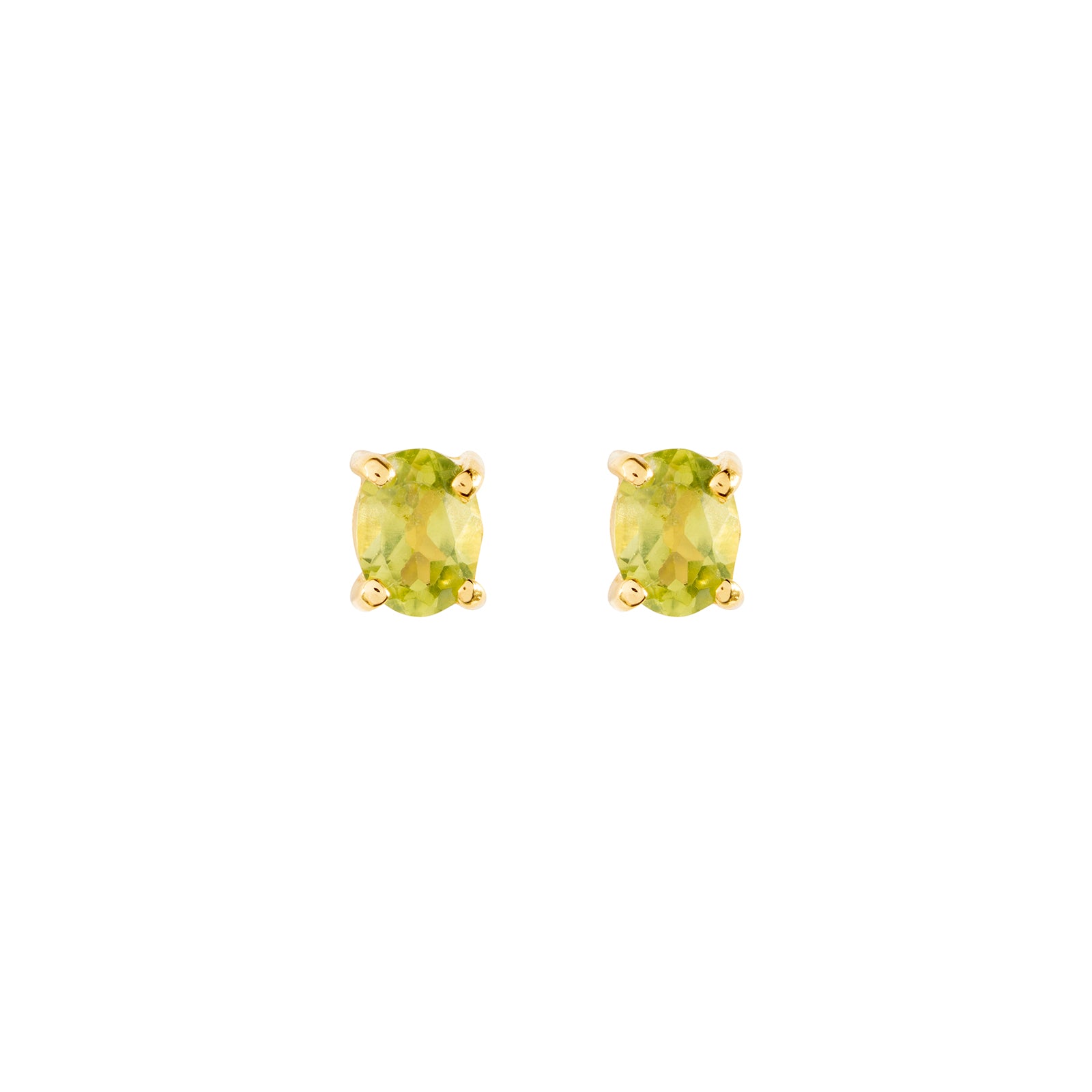 Gold Peridot  stud earrings, August birthstone jewellery by Lulu + Belle
