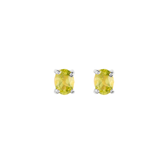 Sterling silver Peridot stud earrings, August birthstone jewellery by Lulu + Belle