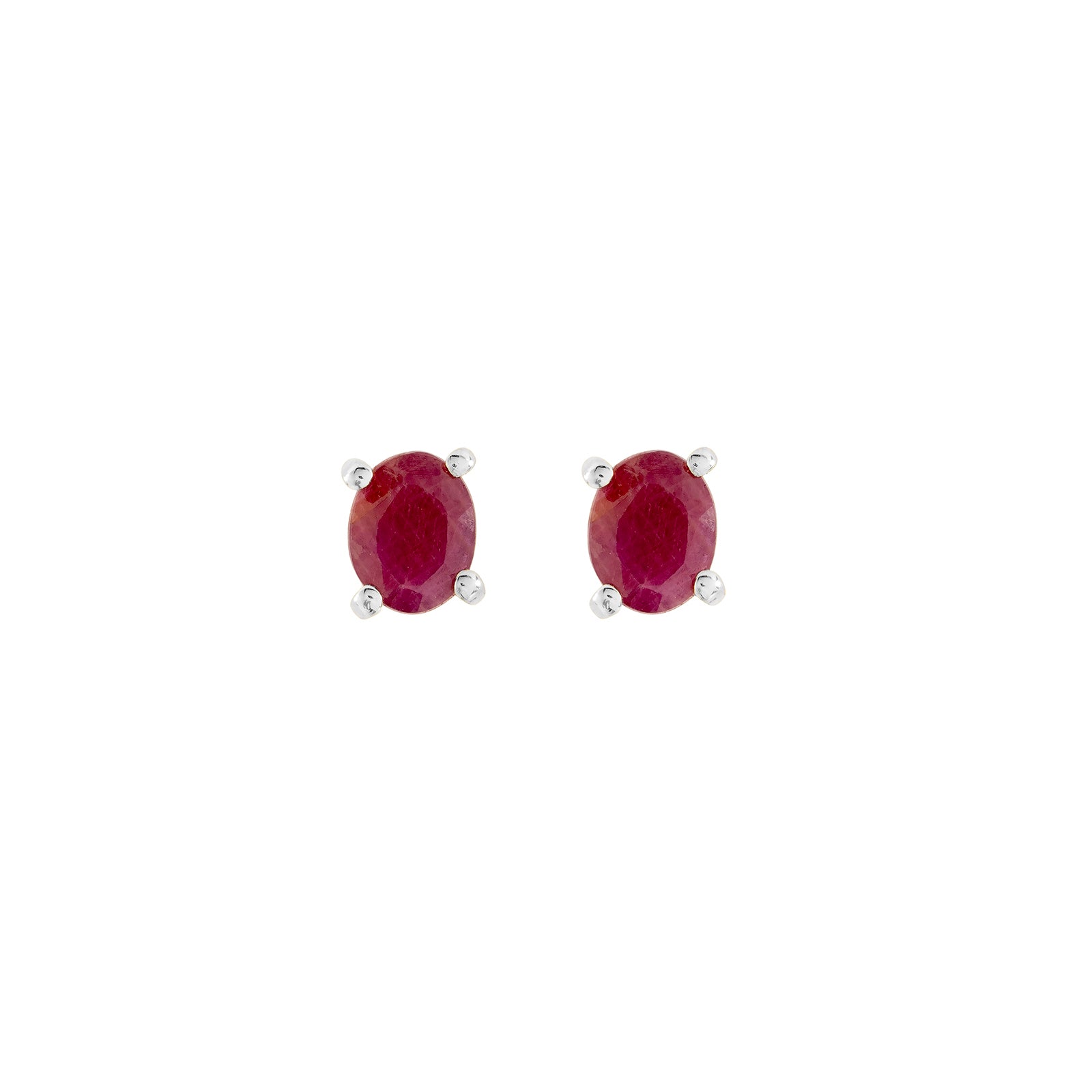 Sterling silver Ruby stud earrings, July birthstone jewellery by Lulu + Belle