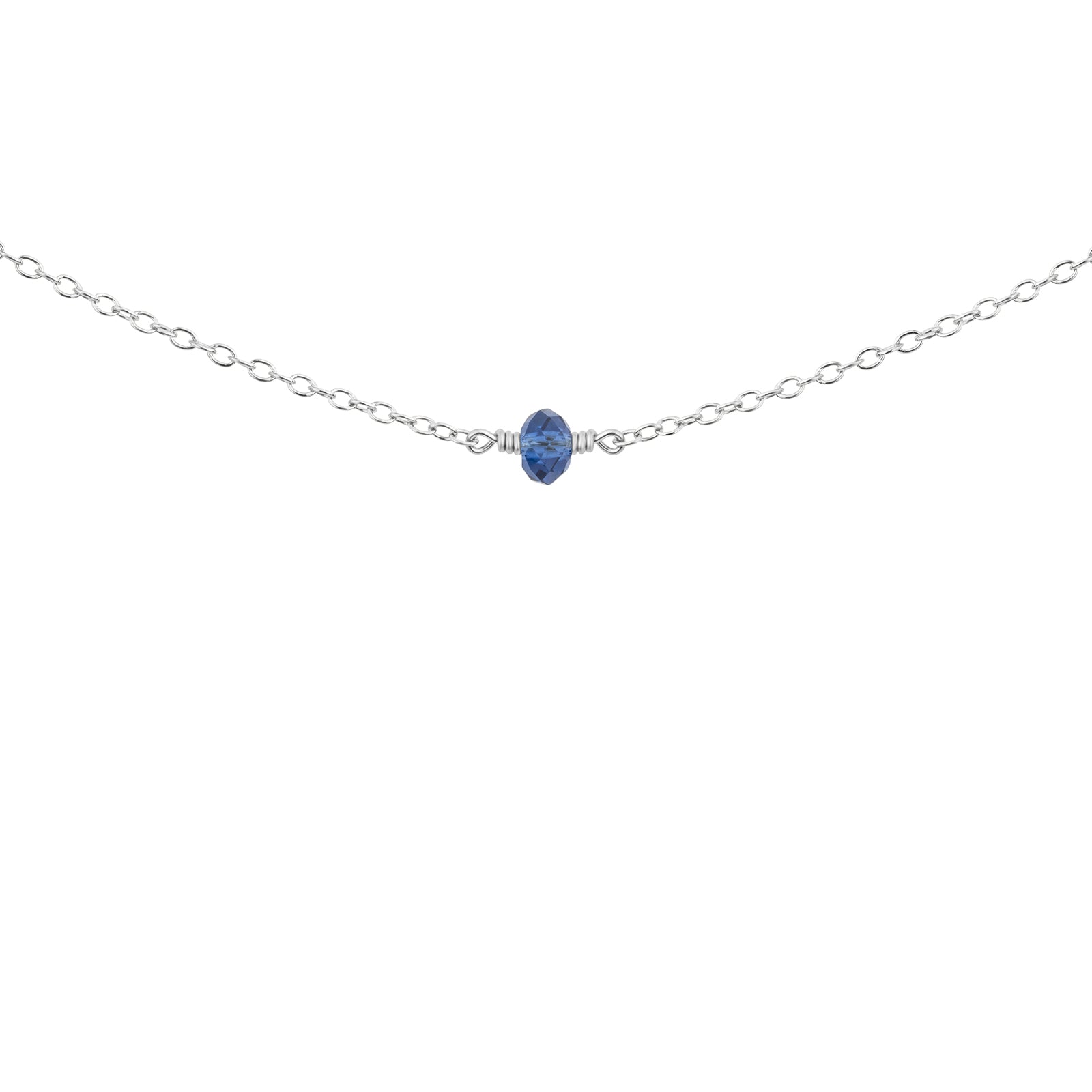 September Birthstone necklace silver with sapphire crystal 