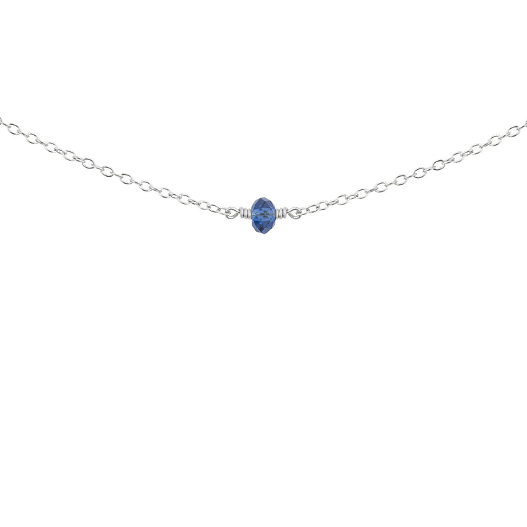 September Birthstone necklace silver with sapphire crystal 