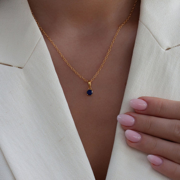 Sterling silver lapis lazuli pendant necklace, September birthstone jewellery by Lulu + Belle